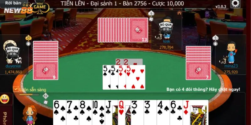 Cách phối hợp bài để tạo lợi thế trong tiến lên